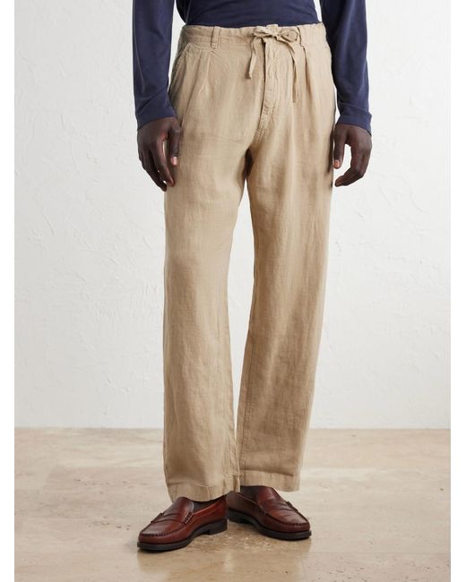 Polo Ralph Lauren Natural Straight-Leg Pleated Linen Trousers for men