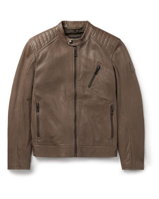 Belstaff Brown V Racer Air Perforated Leather Jacket for men