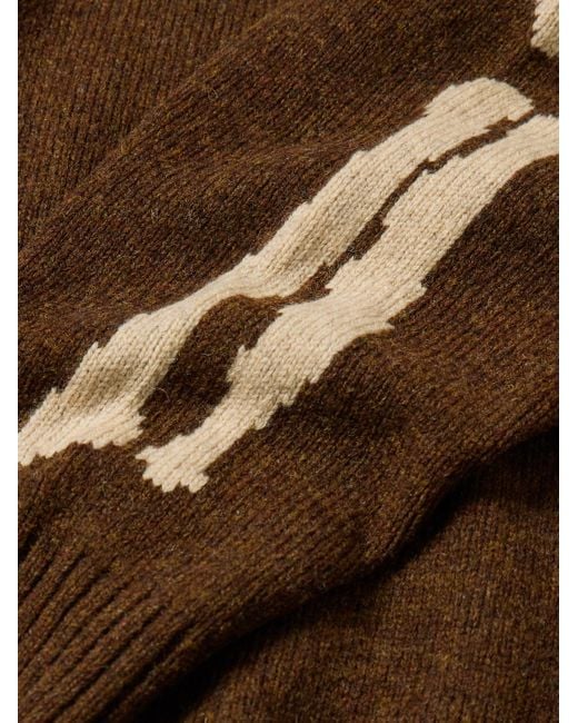 Kapital Brown Oversized Intarsia Wool Sweater for men