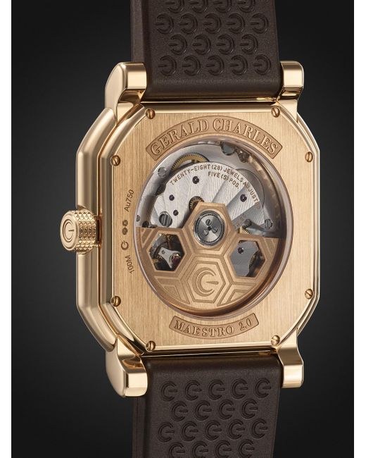 Gerald Charles Black Maestro 2.0 Ultra-Thin Automatic 39Mm 18-Karat Rose And Rubber Watch, Ref. No. Gc2.0-Rg-05 for men