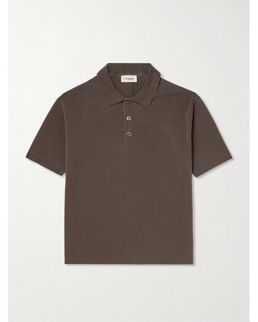FRAME Brown Cotton-Piqué Polo Shirt for men