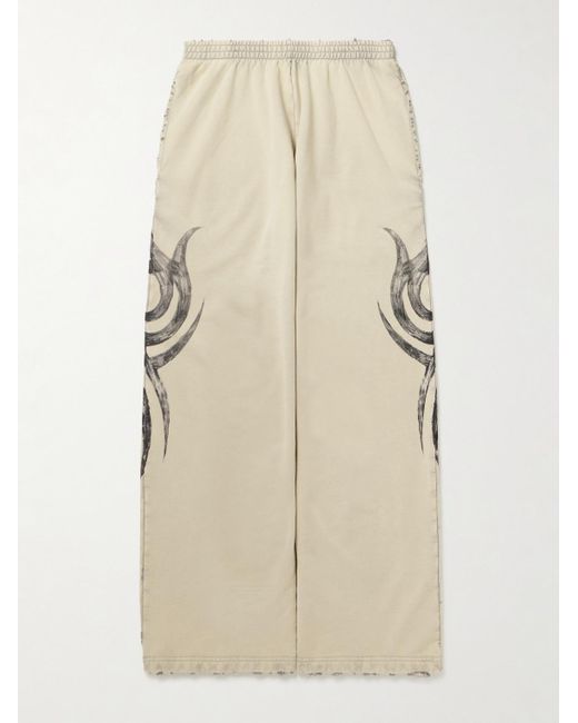 Balenciaga Weit geschnittene Jogginghose aus Baumwoll-Jersey mit Print in Distressed-Optik in Natural für Herren