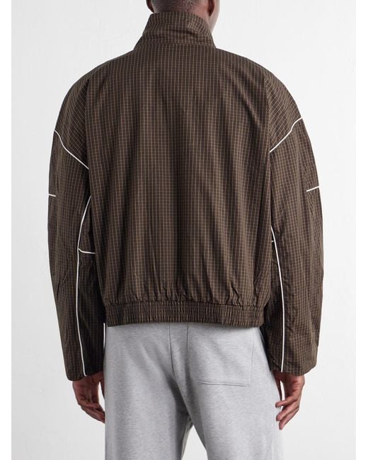 NAHMIAS Brown Grid Checked Logo-Embroidered Cotton Blouson Jacket for men