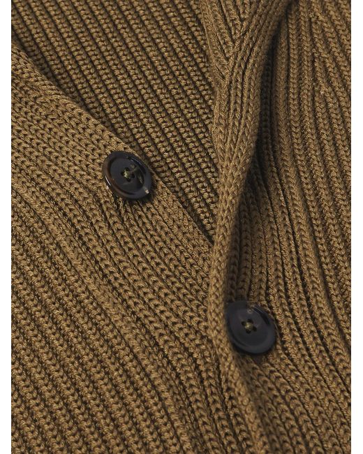 Tom Ford Green Shawl-Collar Ribbed Silk And Wool-Blend Cardigan for men