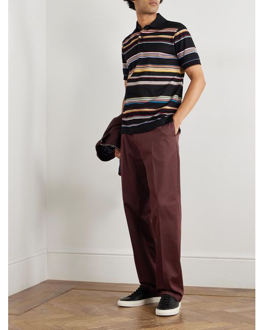 Paul Smith Black Striped Cotton-Piqué Polo Shirt for men