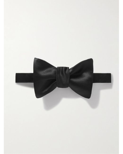 Brunello Cucinelli Black Self-tie Duchesse Cotton And Silk-blend Satin Bow Tie for men
