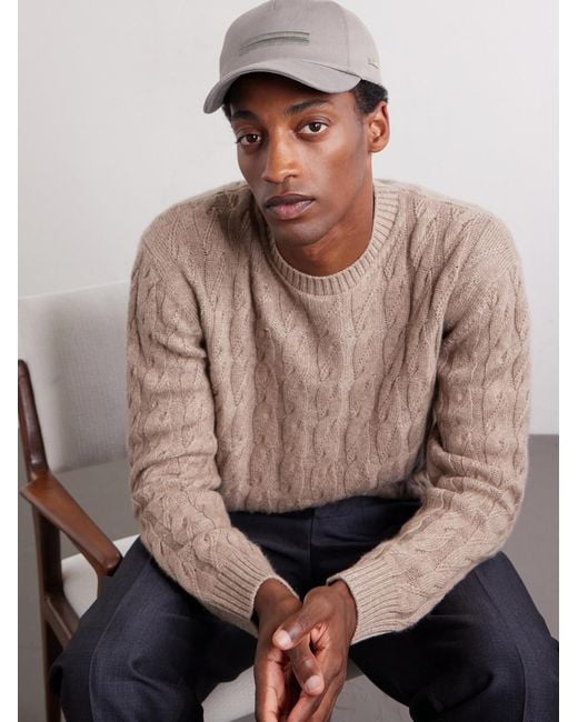 Zegna Gray Embroidered Cotton-twill Cap