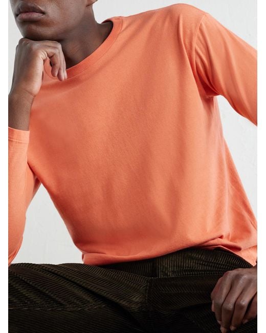 Auralee Orange Cotton-Jersey T-Shirt for men