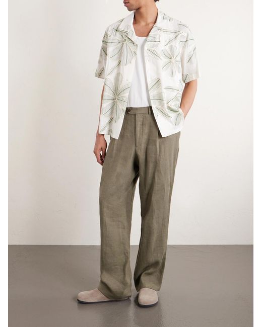 Corridor NYC Natural Camp-Collar Floral-Appliquéd Poplin Shirt for men