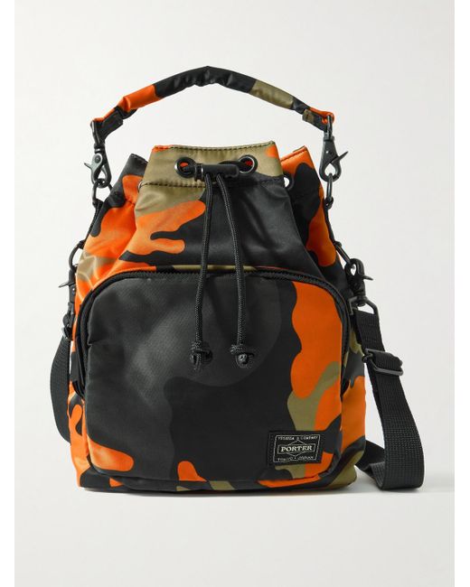 Porter-Yoshida and Co Black Balloon Sac Small Camouflage-Print Nylon-Twill Bucket Bag for men