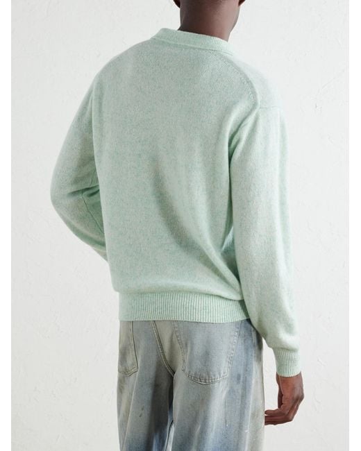 Auralee Green Cashmere Polo Sweater for men