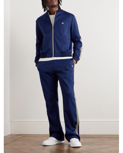 Céline Blue Striped Logo-Embroidered Jersey Track Jacket for men