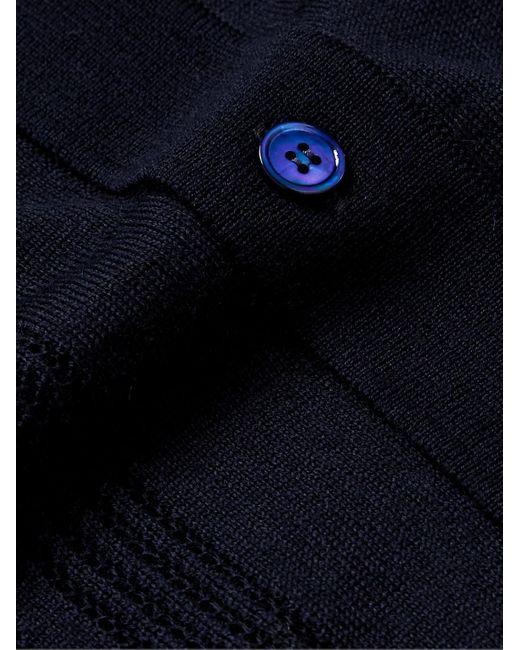 Cardigan in misto lana pointelle Thor 6539 di NN07 in Blue da Uomo
