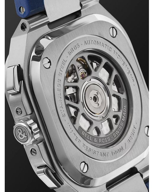 Bell & Ross Blue Br 05 Automatic Chronograph 42Mm Stainless Steel And Rubber Watch, Ref.No. Br05C-Bubu-St/Srb for men