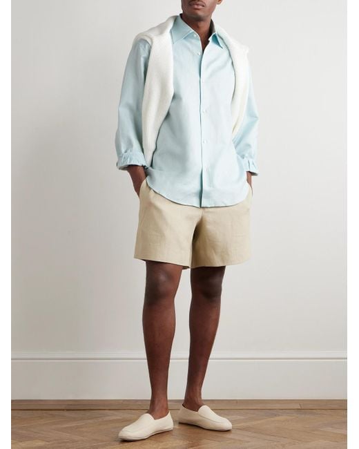 Cotton And Linen-Blend Shirt di STÒFFA in Blue da Uomo