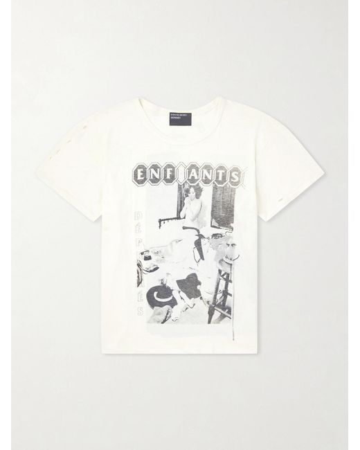 Enfants Riches Deprimes White Show Me Kansas Distressed Printed Cotton-Jersey T-Shirt for men