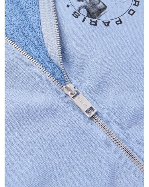 Enfants Riches Deprimes Blue Printed Distressed Cotton-Jersey Zip-Up Hoodie for men
