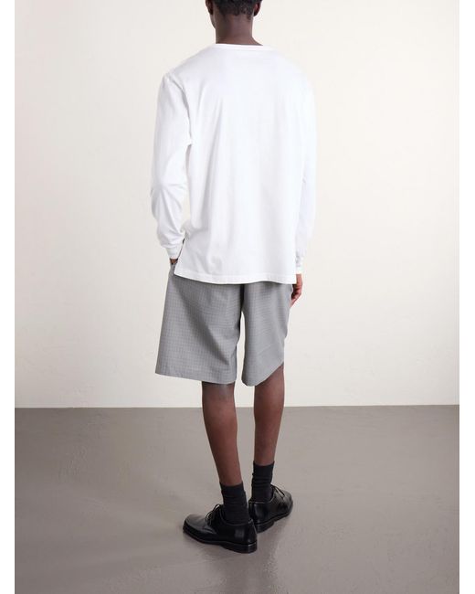 Our Legacy Gray Ponte Straight-leg Pleated Checked Grain De Poudre Shorts for men
