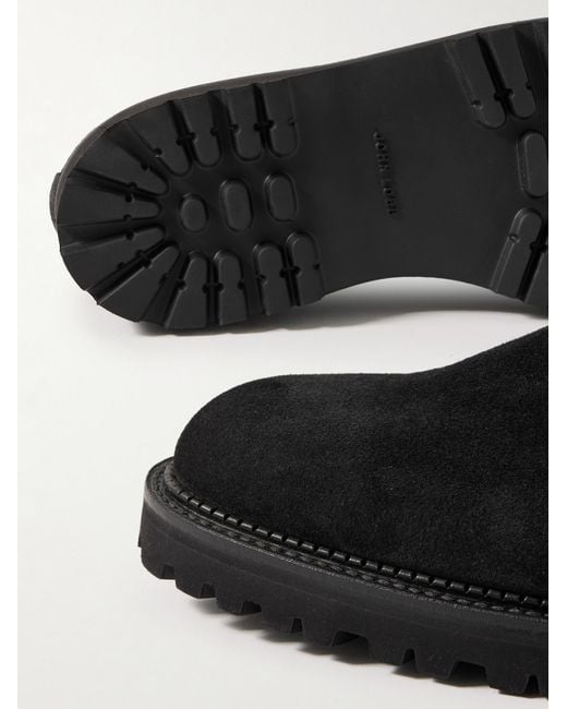 John Lobb Black Lawry New Standard Suede Chelsea Boots for men