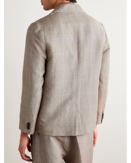 Corridor NYC Natural Checked Linen And Wool-blend Blazer for men