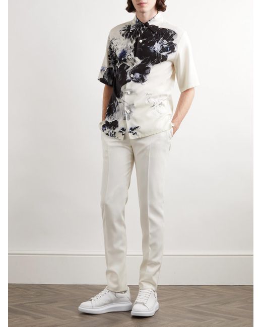 Alexander McQueen Hemd aus Seide mit Blumenprint und wandelbarem Kragen in White für Herren