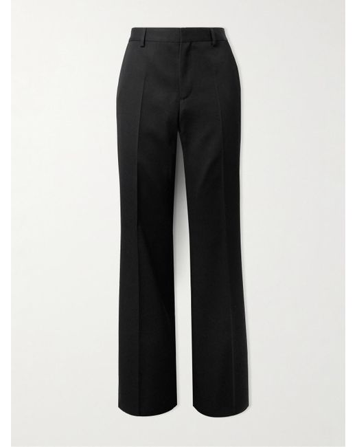 Versace Black Straight-leg Pleated Wool-twill Suit Trousers for men