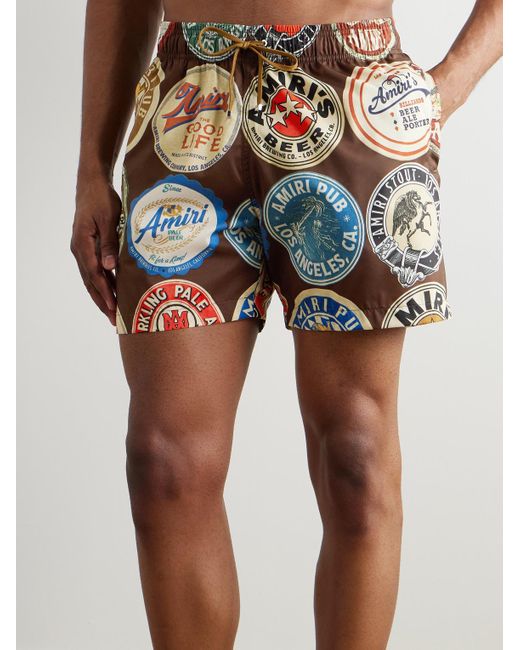 Shorts Da Mare Medi A Gamba Dritta Con Logo Coasters di Amiri in Brown da Uomo