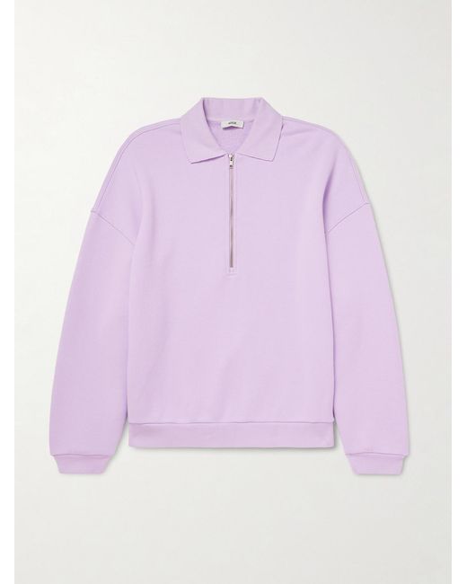 Agolde Purple Pace Half-Zip Cotton-Jersey Sweatshirt for men
