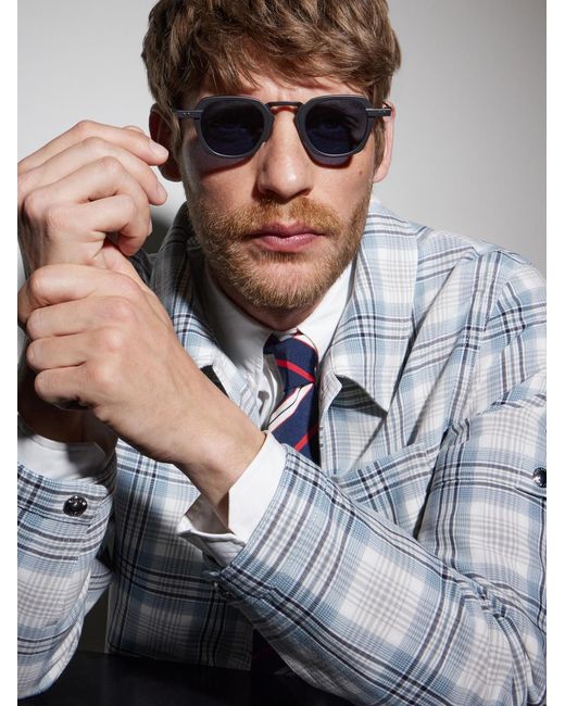 Thom Browne Blue Square-Frame Titanium Sunglasses for men