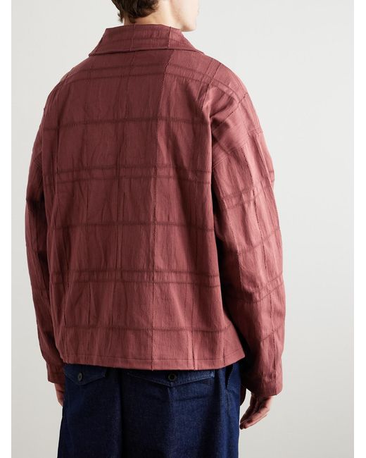 The Elder Statesman Red Checked Cotton-Blend Jacquard Jacket for men