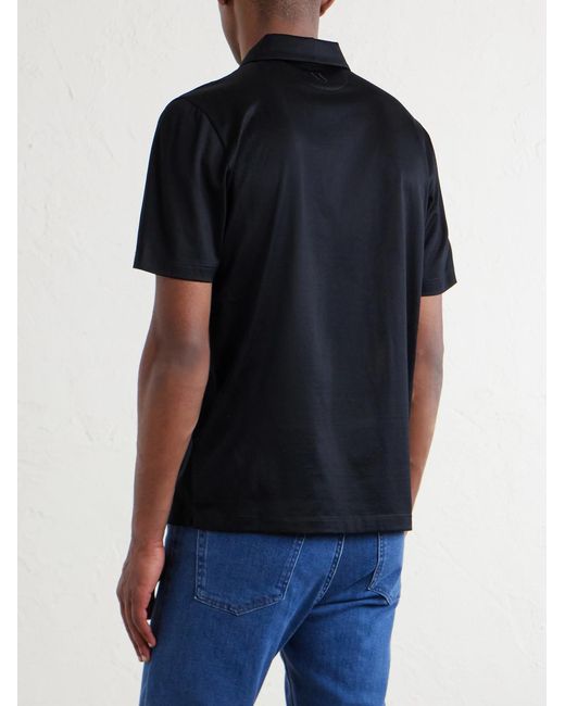 Canali Black Cotton-Jersey Polo Shirt for men