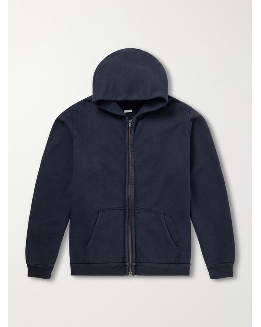 A.PRESSE Blue Vintage Cotton-jersey Zip-up Hoodie for men