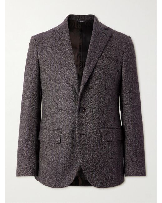 Loro Piana Black Torino Pinstripe Herringbone Cashmere-tweed Blazer for men