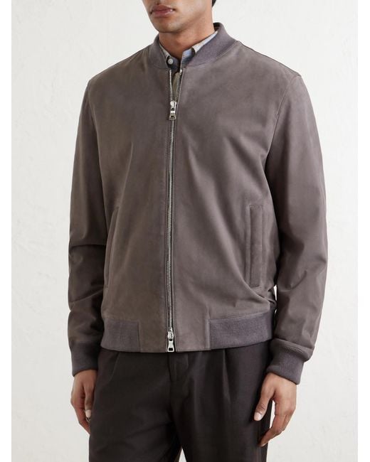 Mr P. Brown Suede Bomber Jacket for men