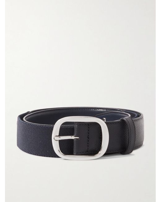 G/FORE Blue Circle G's Full-grain Leather And Webbing Belt for men