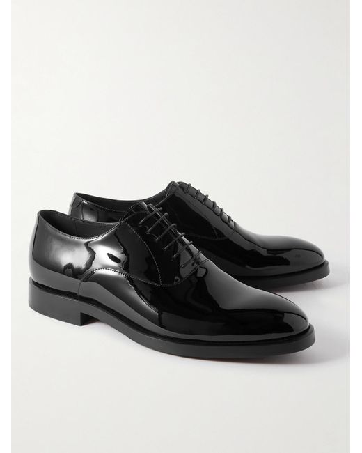 Brunello Cucinelli Black Patent-Leather Oxford Shoes for men