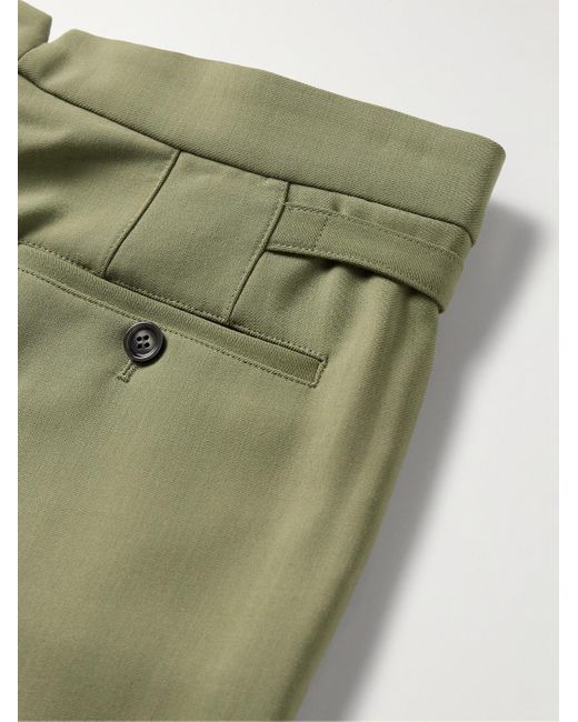 AMI Green Straight-leg Pleated Twill Suit Trousers for men