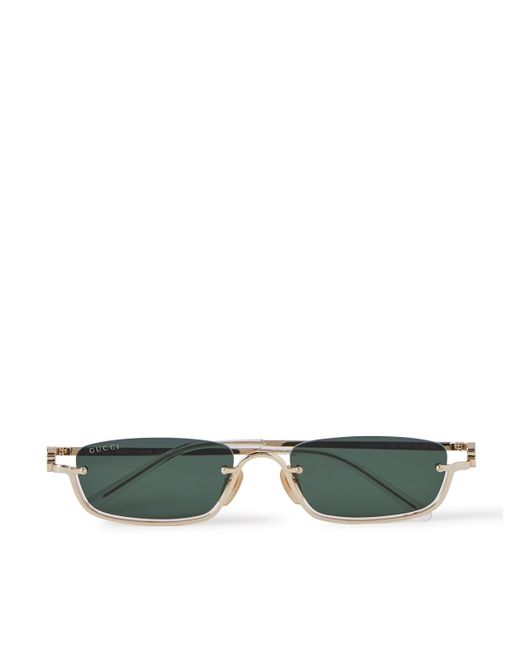 Gucci Green Rectangular-frame Gold-tone Sunglasses for men