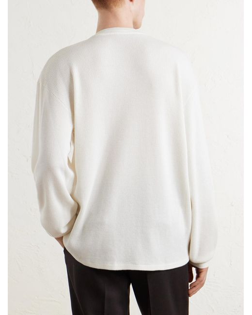 A.PRESSE White Waffle-Knit Cotton And Cashmere-Blend Henley T-Shirt for men