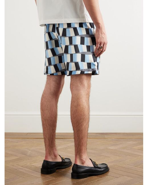 Amiri Blue Straight-leg Logo-print Silk-twill Drawstring Shorts for men