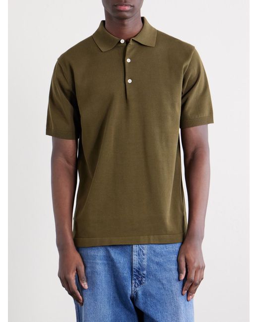 Beams Plus Green Cotton Polo Shirt for men