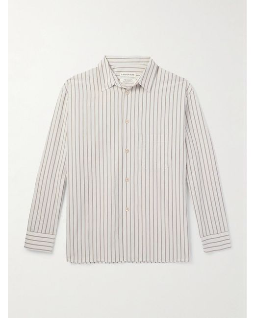 A Kind Of Guise White Striped Cotton-Poplin Shirt for men