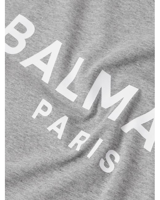Balmain Gray Logo-print Cotton-jersey T-shirt for men