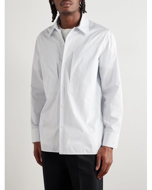 Jil Sander White Tuesday Striped Cotton-poplin Shirt for men