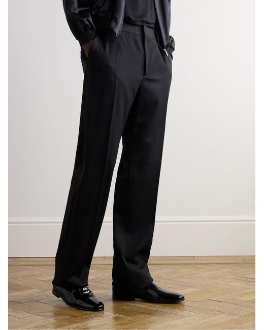 Manolo Blahnik Black Mario Grosgrain-Trimmed Patent-Leather Loafers for men