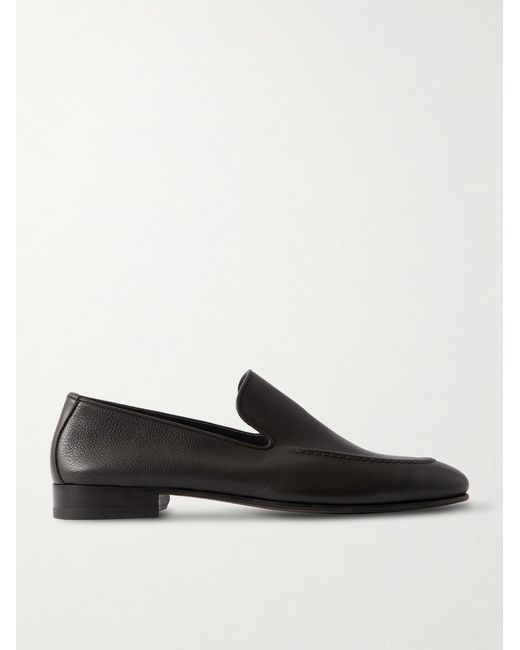 Manolo Blahnik Black Truro Full-grain Leather Loafers for men