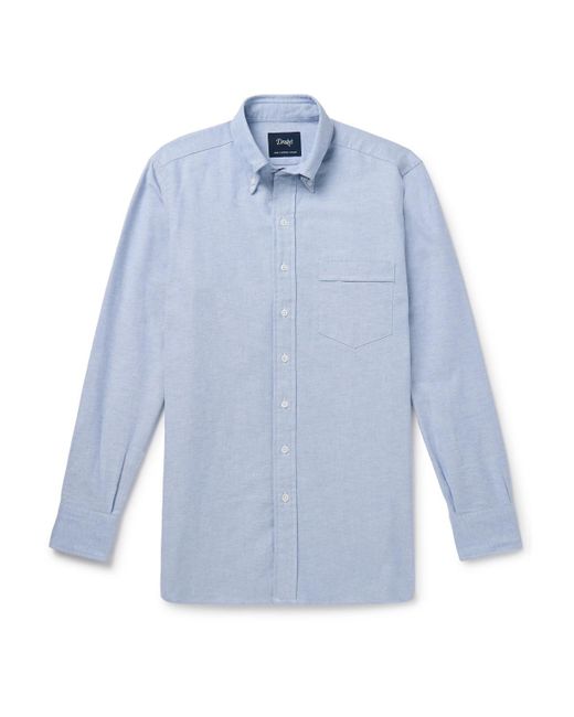 Drake's Blue Slim-fit Button-down Collar Cotton Oxford Shirt for men