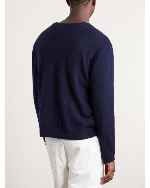 Brushed Cashmere And Cotton-Blend Sweater di Auralee in Blue da Uomo