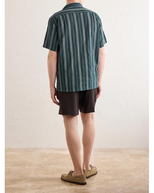 Hartford Blue New Palmito Mc Camp-Collar Striped Cotton Shirt for men