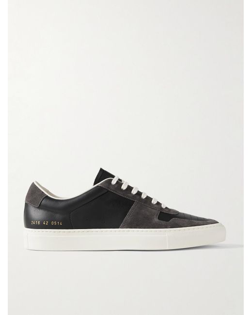 Common Projects Black Bball Suede-trimmed Leather Sneakers for men